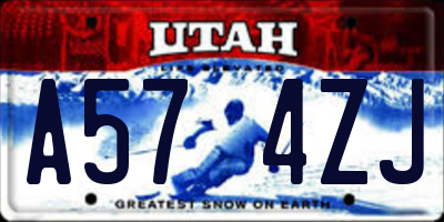 UT license plate A574ZJ