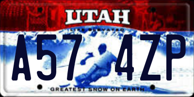 UT license plate A574ZP