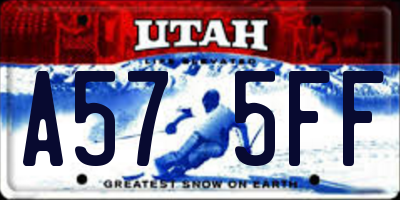 UT license plate A575FF