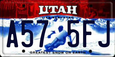 UT license plate A575FJ