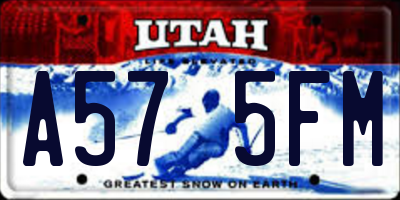 UT license plate A575FM