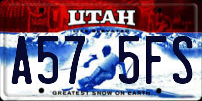 UT license plate A575FS