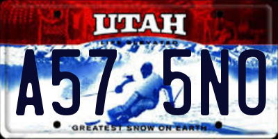 UT license plate A575NO