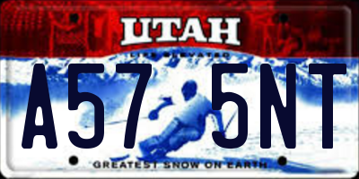 UT license plate A575NT