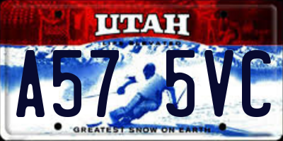 UT license plate A575VC