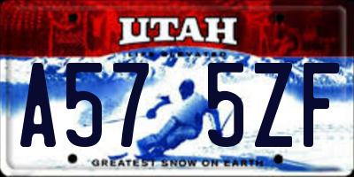 UT license plate A575ZF