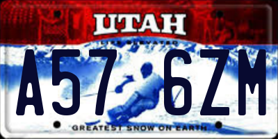 UT license plate A576ZM