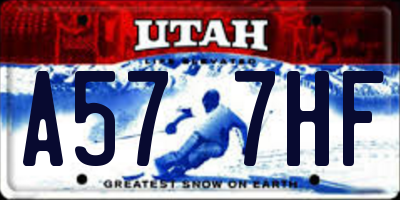 UT license plate A577HF