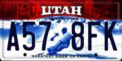 UT license plate A578FK