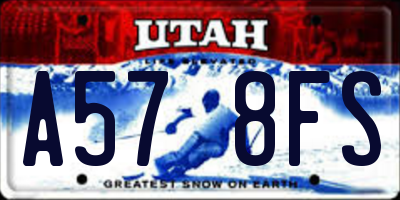 UT license plate A578FS