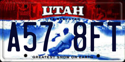 UT license plate A578FT