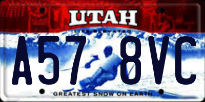 UT license plate A578VC