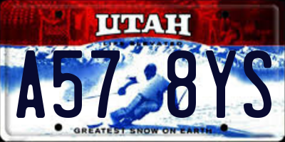 UT license plate A578YS