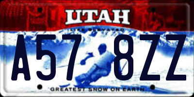 UT license plate A578ZZ