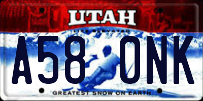 UT license plate A580NK