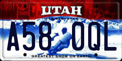 UT license plate A580QL