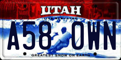 UT license plate A580WN