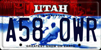 UT license plate A580WR