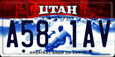 UT license plate A581AV