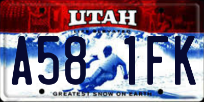 UT license plate A581FK