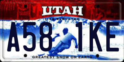 UT license plate A581KE