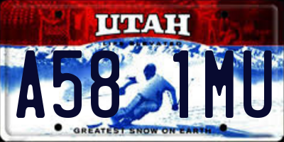 UT license plate A581MU