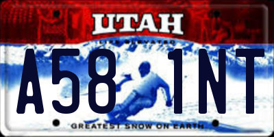 UT license plate A581NT