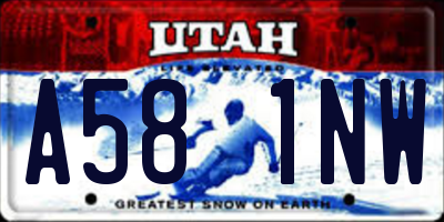 UT license plate A581NW