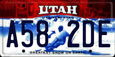 UT license plate A582DE