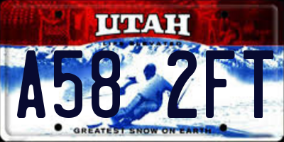 UT license plate A582FT