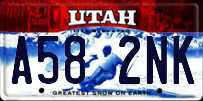 UT license plate A582NK