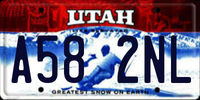 UT license plate A582NL