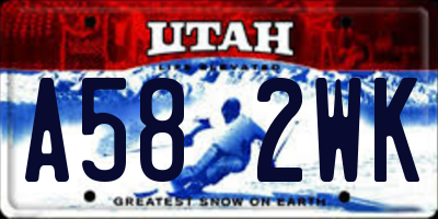 UT license plate A582WK