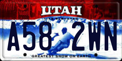 UT license plate A582WN