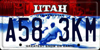 UT license plate A583KM