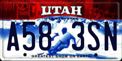 UT license plate A583SN