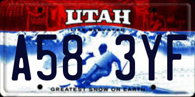 UT license plate A583YF