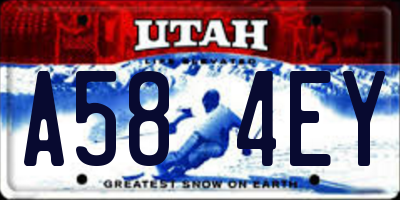 UT license plate A584EY