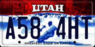 UT license plate A584HT