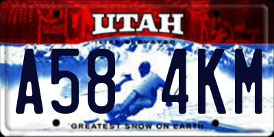 UT license plate A584KM