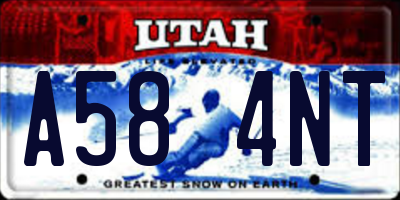 UT license plate A584NT