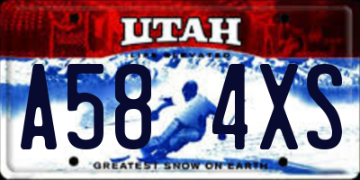 UT license plate A584XS