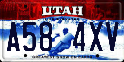 UT license plate A584XV