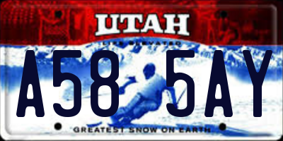 UT license plate A585AY