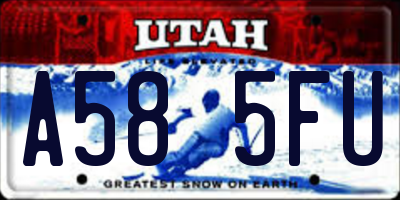 UT license plate A585FU