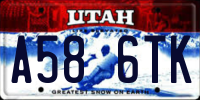 UT license plate A586TK