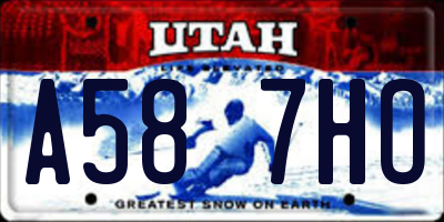 UT license plate A587HO
