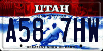 UT license plate A587HW