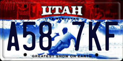 UT license plate A587KF