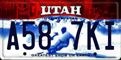 UT license plate A587KI